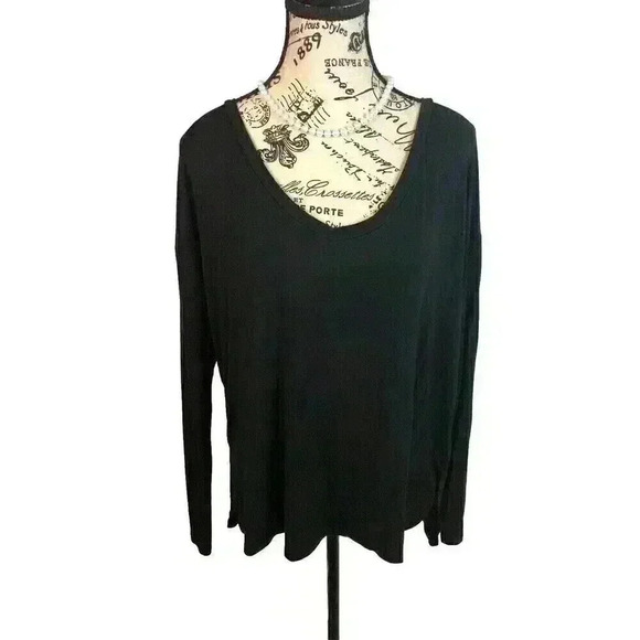 American Eagle Soft & Sexy Small Black Over Sized Pull Over V-Neck Blouse - Picture 1 of 6